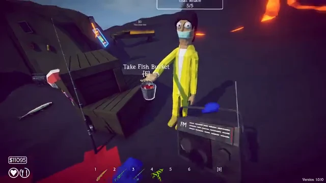 Take Fish Bucket E prompt and completed five-fish counter