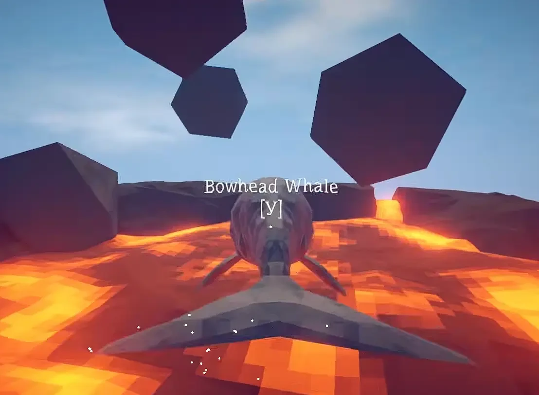 Whole Bowhead Whale above the molten crater