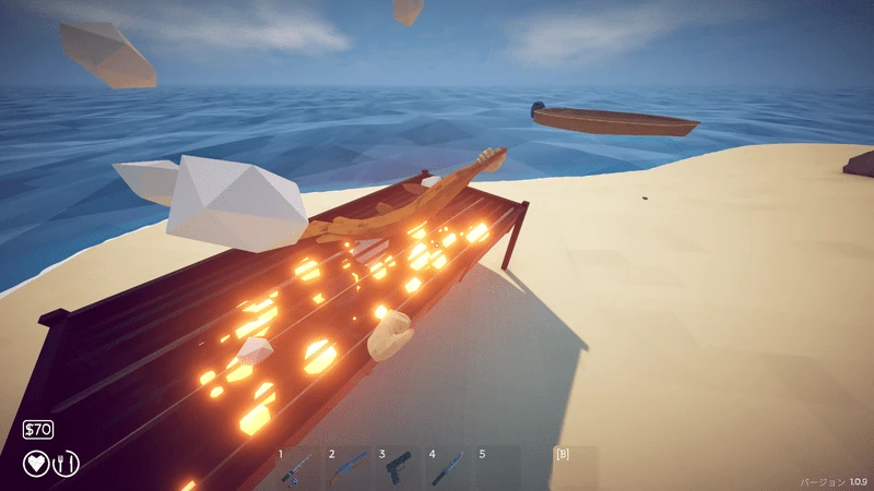 Gar held over a lit beach grill